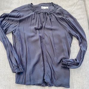 Long Sleeve Blue Blouse